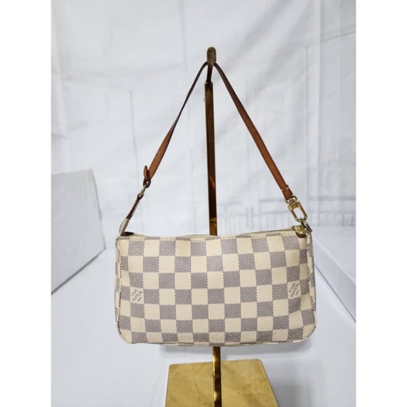 Authentic Louis Vuitton Damier Azur Pochette Accessory Beige/Cream - Picture 1 of 14